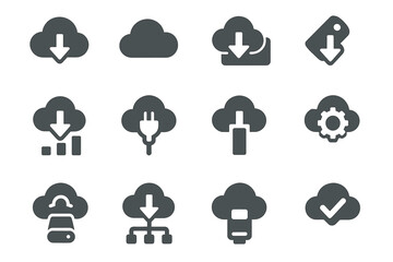 Fototapeta premium Vector download tag battery icon icons down chart plug drive cloud shape
