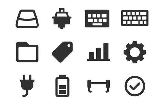 Keycap components plug icon gear battery checkmark vector keyboard icons folder stabilizer