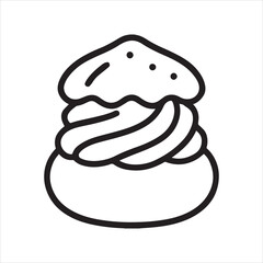 Minimal vector icon of a cream puff