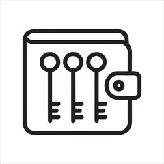 Multi-signature wallet outline vector