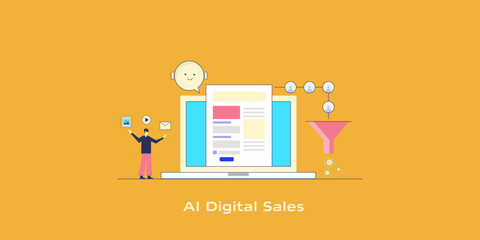 Customer engage with dynamic content, AI chatbot capture leads through web form, driving conversion across digital sales funnel.
