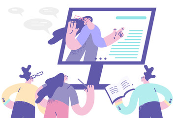 Online remote video conference and elearning concept