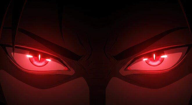 Intense Glowing Red Anime Eyes Powerful Gaze
