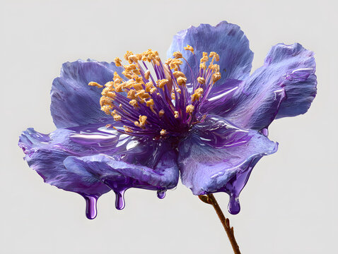 Bakuchiol Flower (Psoralea corylifolia) Dripping Purple Oil, Serum or Extract &ndash; A Potent Retinol Alternative for Skincare Isolated on a Plain White Neutral Background