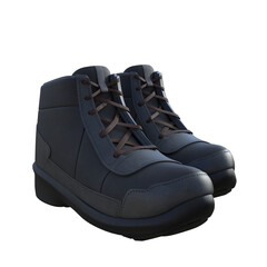 Pair of Dark Grey Ankle Boots with Brown Laces