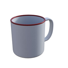 White Enamel Mug with Red Rim and Handle