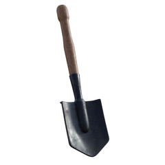 Robust Black Shovel with Ergonomic Wooden Handle