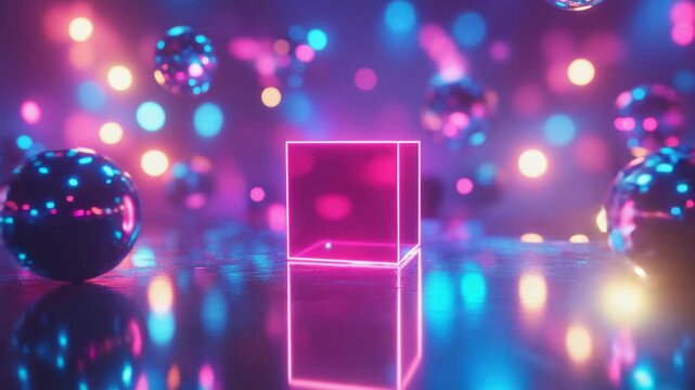 Video A simple table setting with a mirror and some balls placed on top, suitable for use as a decorative or in a design project