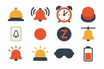 Fototapeta premium Table red snooze icons symbol battery bell icon minimalist dot alarm vector