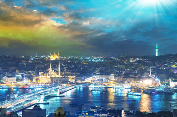 Fototapeta premium Istanbul cityscape with buildings and Mosque