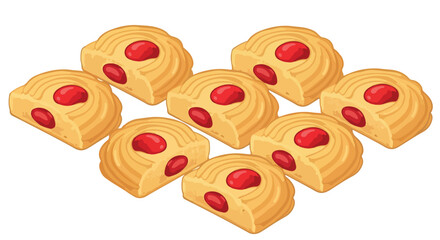 Cherry pastries arranged with transparent background