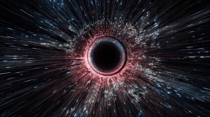 Obraz premium Abstract Black Hole in Space with Glowing Ring and Starburst Effect