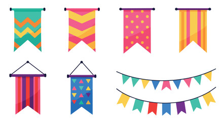 Obraz premium Colorful bunting flags and banners for festive decorations