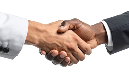 Interracial Business Handshake on Black Background