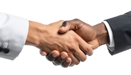 Interracial Business Handshake on Black Background