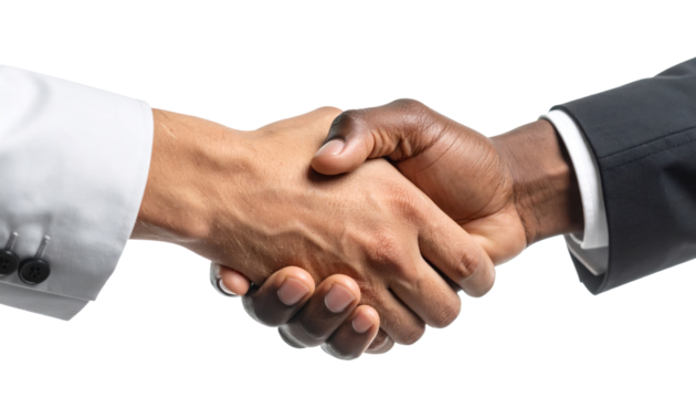 Interracial Business Handshake on Black Background