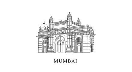 Obraz premium Gateway of India, Mumbai - Minimalist Line Art