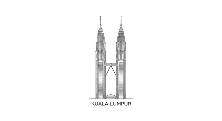 Kuala Lumpur Towers Linear Illustration