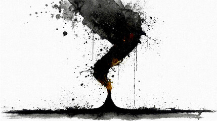 Grungy, expressive watercolor effect creating a dark, smoky abstract form.