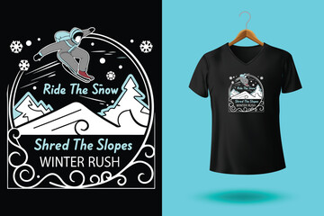 Penguin Snow Surfers T Shirt Design with Chill Vibes and Cool Slides Featuring Snowboard Riding Waves Vector Illustration Isolated on White Background