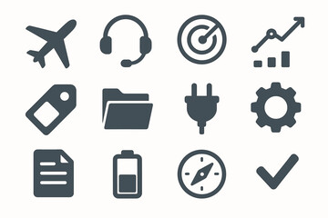 Checkmark icon vector plug folder compass tag pilot radar mode battery document