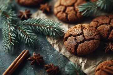 Top view of festive vegan holiday cookies