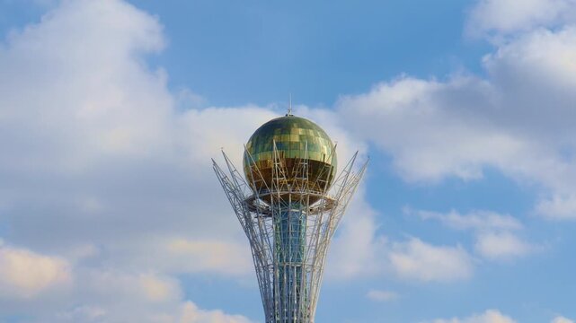 Timelapse video of Baiterek tower, 18 October 2025, Nurzhol Boulevard (Green Water Boulevard), Astana City (Nur-Sultan), Kazakhstan
