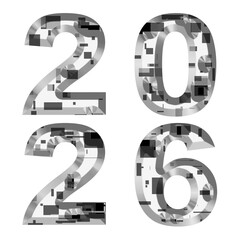 Beautiful Futuristic Metallic 2026 Numerals