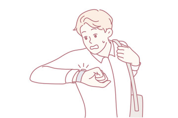 person briskly checking wristwatch amidst city traffic congestion, an individual swiftly scanning their wristwatch while navigating busy city streets during morning rush hour