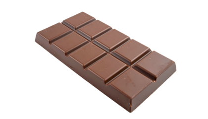 Milk chocolate bar, rectangular, segmented into squares
