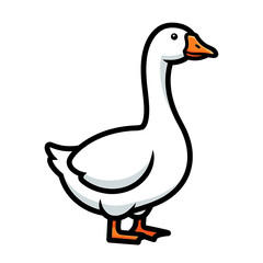 A cartoon illustration of a white goose standing upright, facing the viewer.