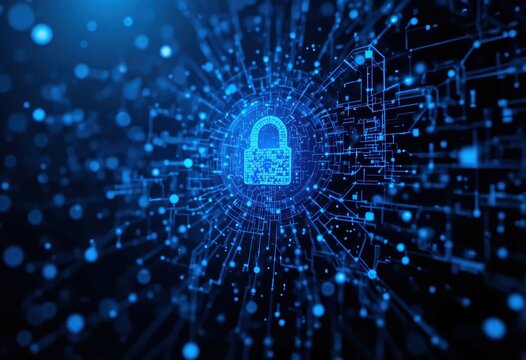 Secure digital lock symbolizing data protection in a high-tech environment Generative AI - Powered by Adobe