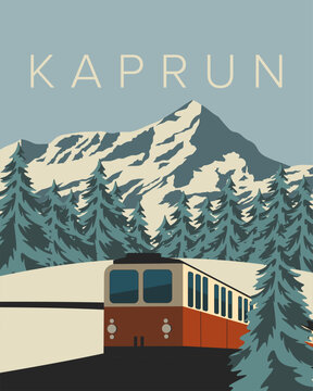 Kaprun Austria travel poster, cover, banner