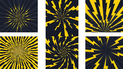 Electric Lightning Burst Background Set