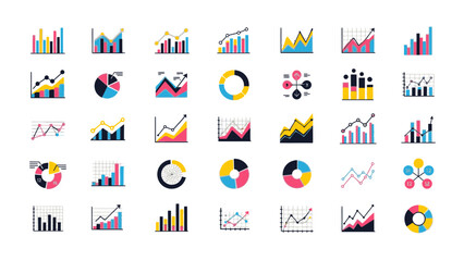 Elevate your presentation with these engaging data chart graphics, perfect for showcasing business growth and insightful analytics, with a modern and clean style