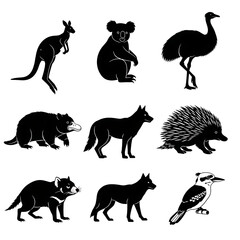Australian Animals Silhouette Set 