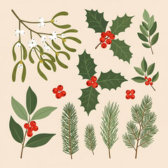 Christmas Botanical Elements Collection