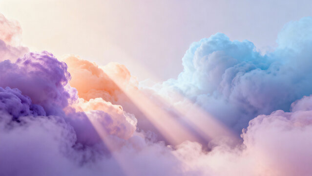 Soft Pastel Clouds with Light Beams