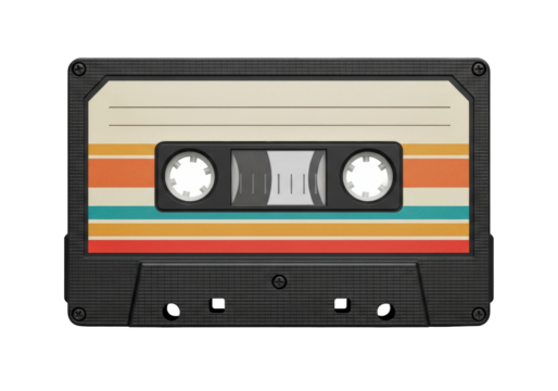 Retro cassette tape illustration evokes vintage nostalgia, perfect for music lovers and 80s themed designs, adding a touch of classic cool to any project