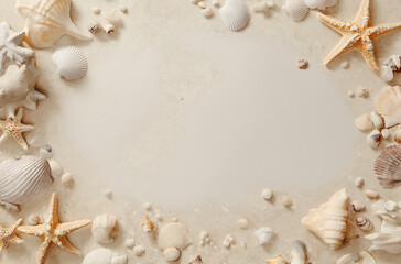 Obraz premium Capture summer's essence with this elegant starfish and seashell border for a coastal theme design project