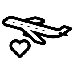 honeymoon by airplane icon