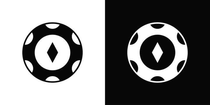 Poker chip icons symbol for web and mobile filled vector isolated