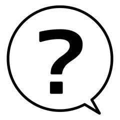 対話と疑問・ヘルプ・FAQ・吹き出しの中の大きな疑問符（ハテナマーク）アイコン
