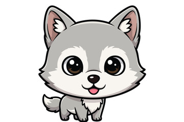Obraz premium Adorable Cartoon Husky Dog Character