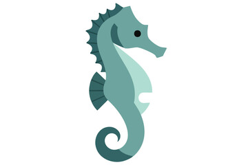 Teal Seahorse Icon on White Background