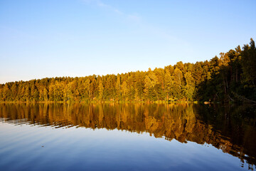 Tranquil River Reflections of Autumn Trees