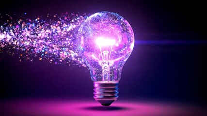 Creative light bulb explodes with colorful dry paint, sparks and splashes on a black background, concept. Think differently creative idea concept. Motion Color drop in water, Ink swirling - Powered by Adobe