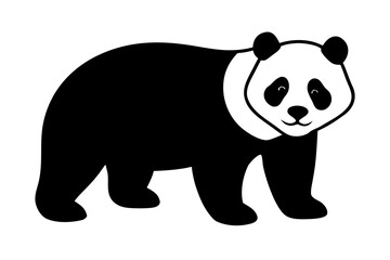 Panda bear silhouette vector, panda black symbol
