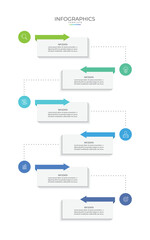 Business infographic template. 6 Step timeline journey. Process diagram, 6 options, Infographic elements vector illustration.