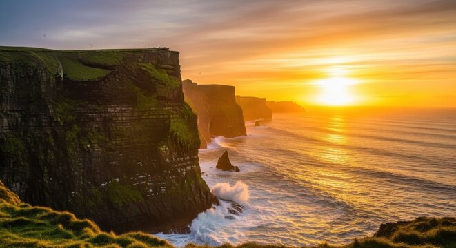 Cliffs of Moher Ireland dramatic sunset landscape